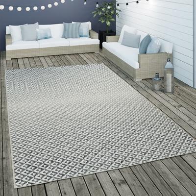 Paco Home - In- & Outdoor Flachgewebe Teppich Geometrisch Skandi Rauten Design In Grau 120x170 cm Image