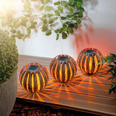 Esotec - Solarkugel elani ⌀ 18cm 3er-Set Gartenkugel metall IP44 outdoor 102835 Image