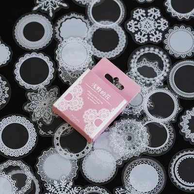50 Sheets Transparent lace Sealing Labels Stickers Decorative Diary Album Diy handmade Scrapbooking