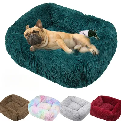 Luxury Dog Bed Square Dog Beds Long Plush Dog Mat Beds for Small Medium Large Dogs Supplies Pet Dog