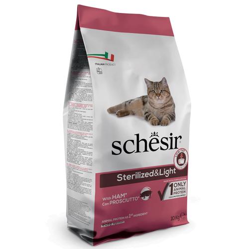 10kg Sterilized & Light mit Schinken Schesir Katzenfutter trocken