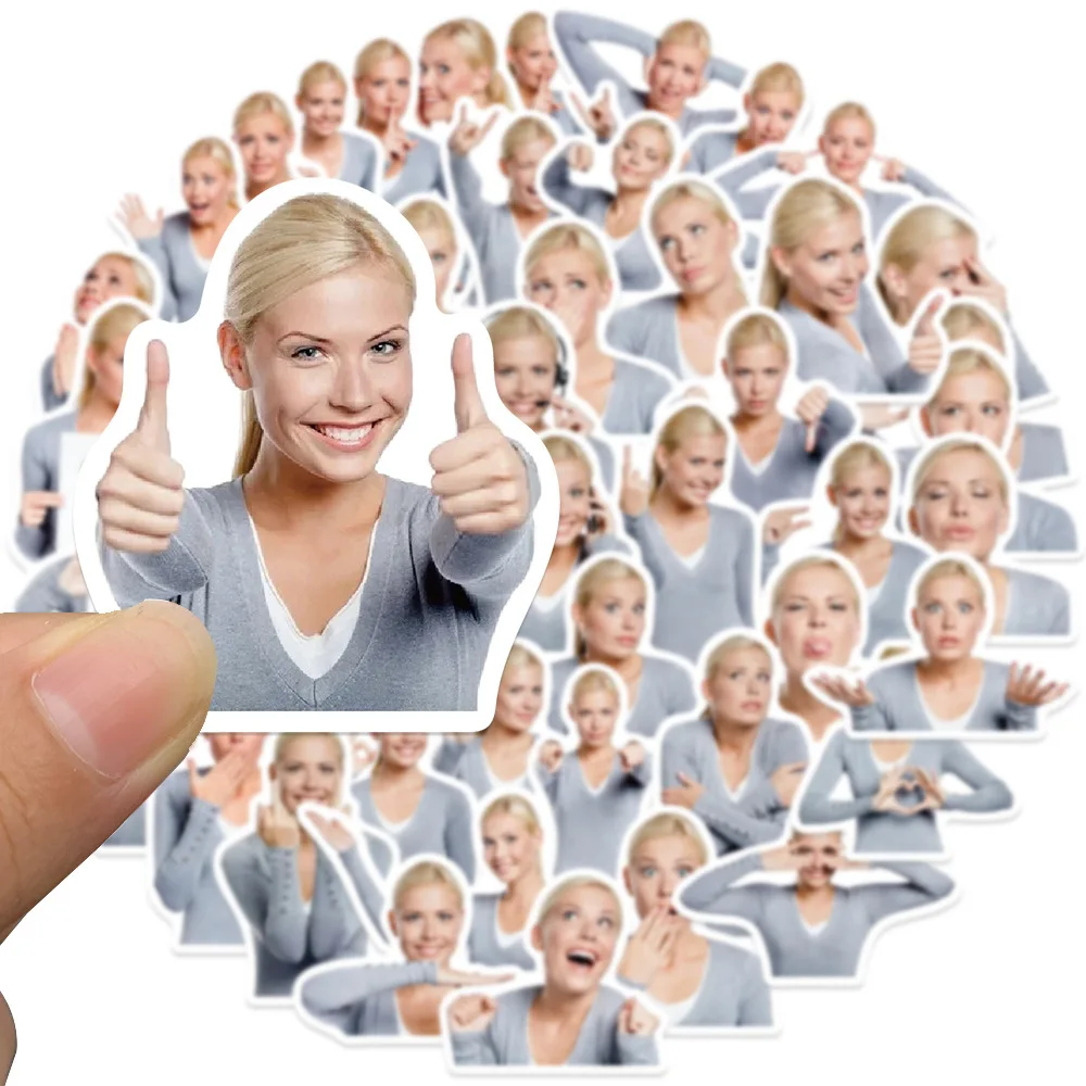 10/30/50 stücke Blonde Haare Frauen Lustige Meme Aufkleber Graffiti PVC Wasserdicht DIY Dekoration Telefon Notebook Fahrrad Laptop abziehbilder Spielzeug Image