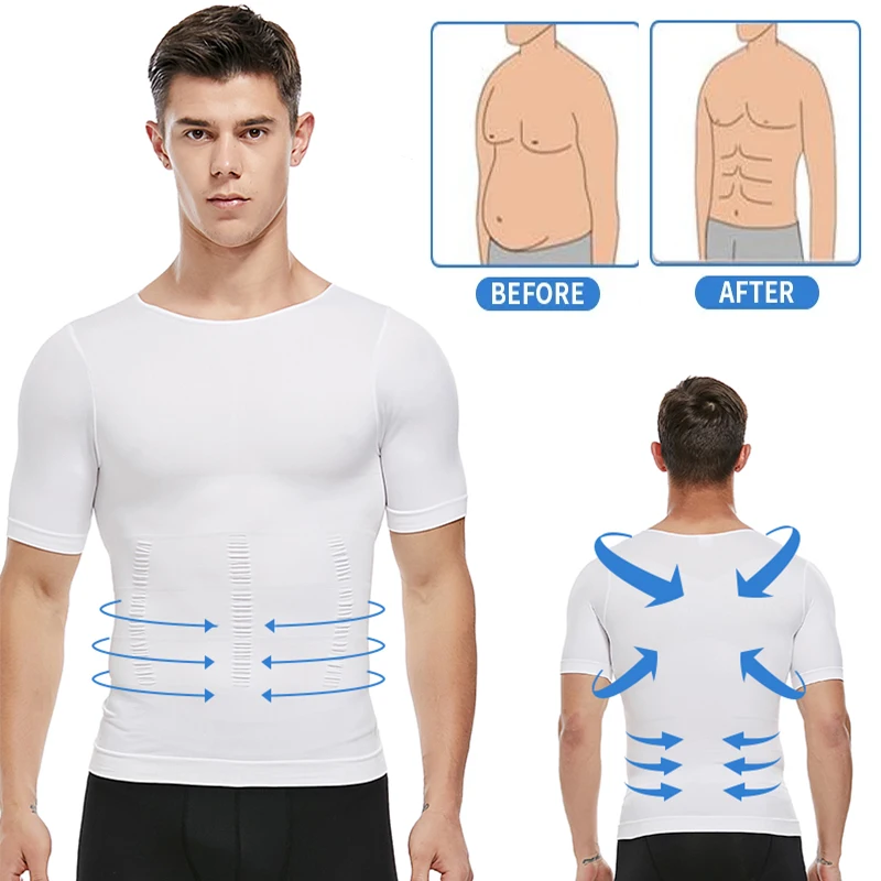 Männer Abnehmen Körper Shapewear Haltung Weste Bauch Bauch Korrektor Kompression Körper Modellierung Fett Brenner Brust Bauch Hemd Korsett Image