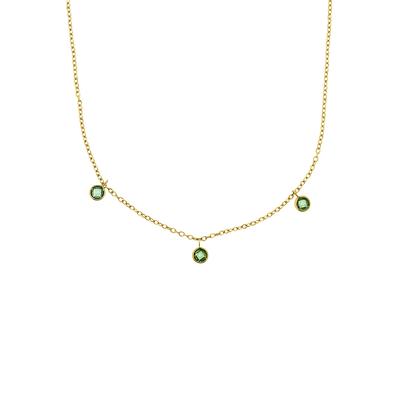 Kette mit Anhänger AMOR "2034283, 2036445, 2036468", gold (gelbgoldfarben, grün), Halsketten, Damen, mit Zirkonia, Edelstahl, L: 45cm, mit Zirkonia Image