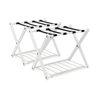 Costway Set of 2 Folding Metal Luggage Rack Suitcase-White