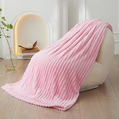 3D-gerippte Jacquard-Fleece-Flanell-Samtplüsch-Deko-Bettdecke – superweich, plüschig, flauschig, flauschig, warm, gemütlich, perfekt für Couch, Bett, Sofa im Herbst und Winter. Image