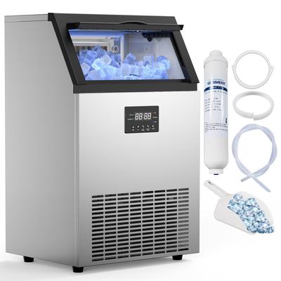 Commercial Ice Maker 200lbs/24H, 50lbs Storage Bin, Under Counter Ice Machine 400W, Freestanding Ice Machine, Self-Cleaning