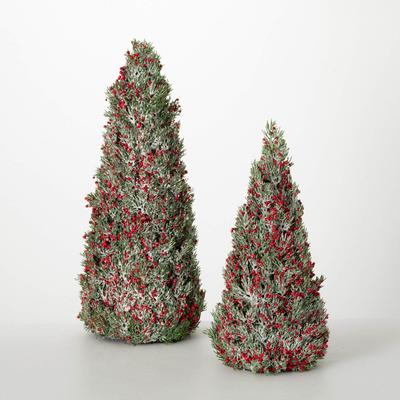 Sullivans Artificial Christmas Berry Frosted Tree Set of 2
