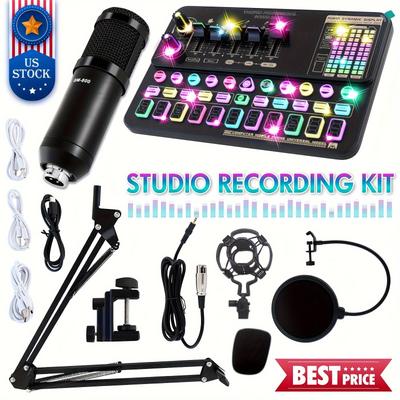 TEMU Bundle Bm-800 Mic Kit Vx10 Pro Live , Mic Stand And Kit For Broadcasting