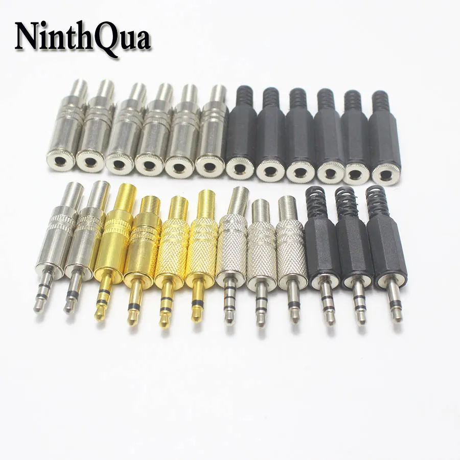 5 Stücke 3,5mm 2/3/4Pole Kopfhörer Stecker Männlich Weiblich Audio Jack Stecker 3,5 MM Mit Schwarz Kunststoff/Metall Gehäuse Image