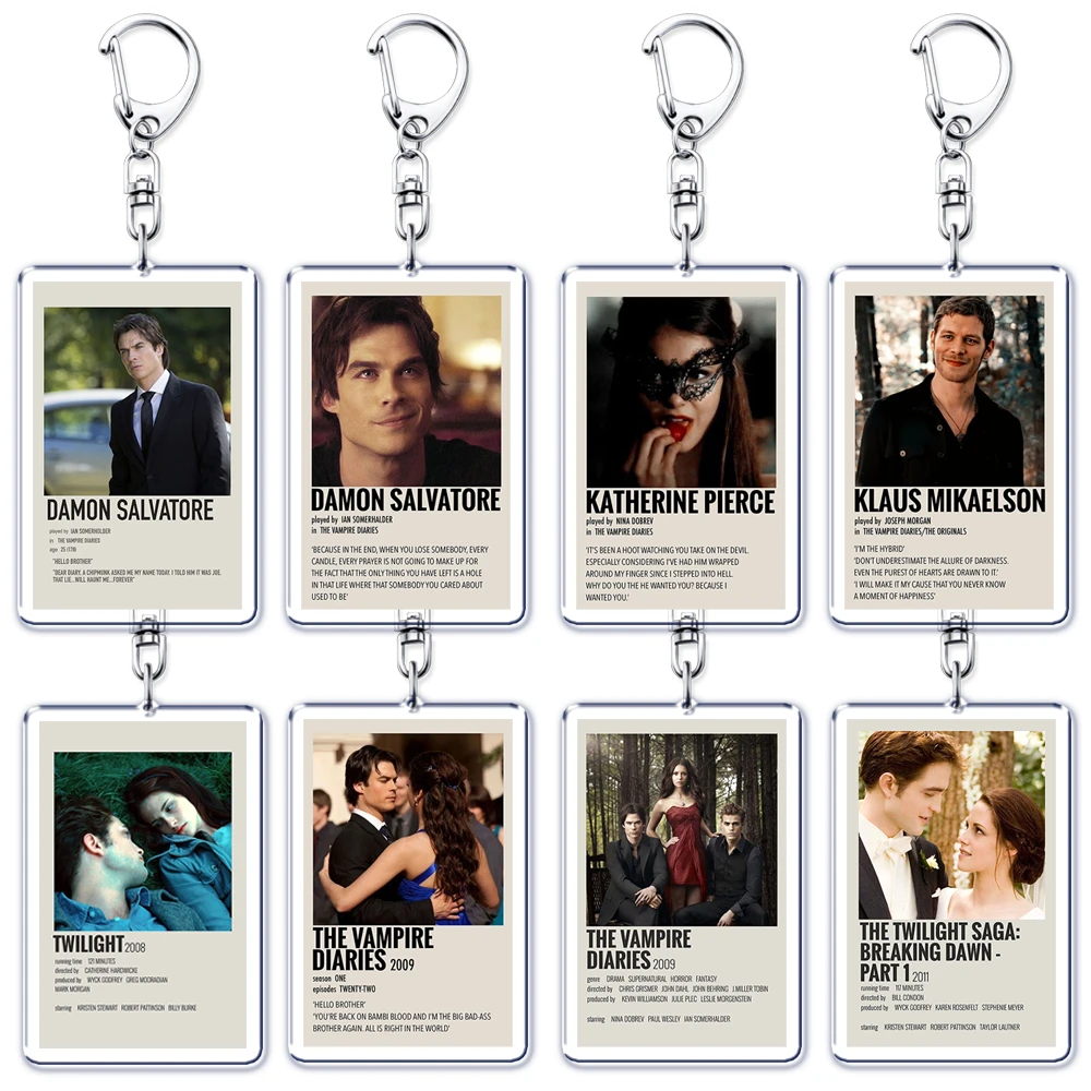 The Vampire Diaries Twilight Schlüsselanhänger für Accessoires Damon Stefan Salvatore Elena Bella Swan Edward Cullen Schlüsselanhänger Schlüsselanhänger Image
