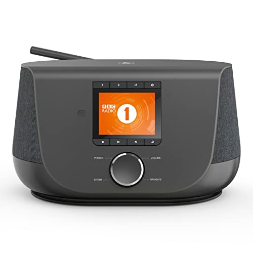 Hama Internetradio mit Digitalradio-Empfang & Handy-Ladefunktion, Smart Radio DIR3300SBT (WLAN/DAB/DAB+/FM, Bluetooth/Spotify Streaming, Stationstasten, Radio-Wecker, UNDOK-App) Mini Internet Radio