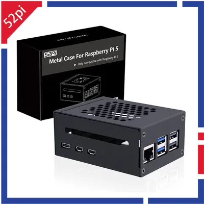 52Pi Raspberry Pi 5 Metal Case Compatible with N04 N05 M.2 NVMe to PCLe Adapter X1000 PCLe Peripheral Boards