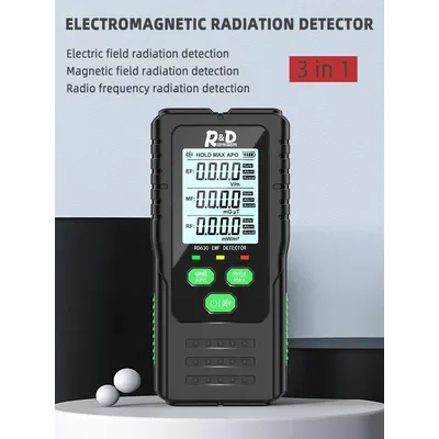 3 in 1 Electromagnetic Radiation Detector Electric Field Magnetic Field RF Detector High Frequency