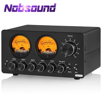 Nobsound EQ5 PRO Mini 5-Band EQ Preamp Stereo Bluetooth Equalizer Home Desk Audio Processor with VU