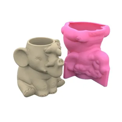 Flower Pot Silicone Mold Planter Concrete Mold Elephant Concrete Cement Mold for DIY Pen Holder,Home