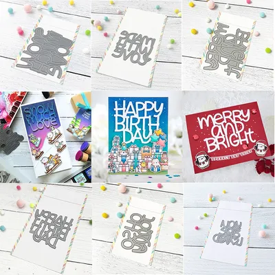 Big Sentiments Words Metal Cutting Dies Happy Birthday /Snow much love Die Set For DIY Scrapbooking