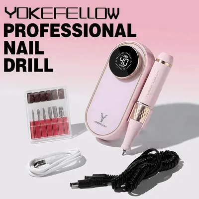 YOKEFELLOW 40000RPM Rechargeable Nail Drill Machine With HD Display Upgrade Electric Nail File With