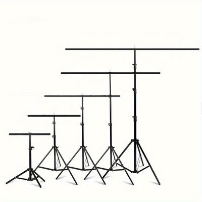 TEMU T-shaped Portable Photography Background Stand Kit - Adjustable Aluminum Alloy Bracket With Spring Clips For Photo Studio, Telescopic & Freely Adjustable Height, Three-legged Support