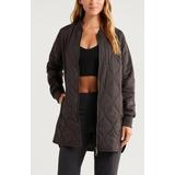 Longline Onion Quilted Bomber Jacket - Black - Zella Jackets