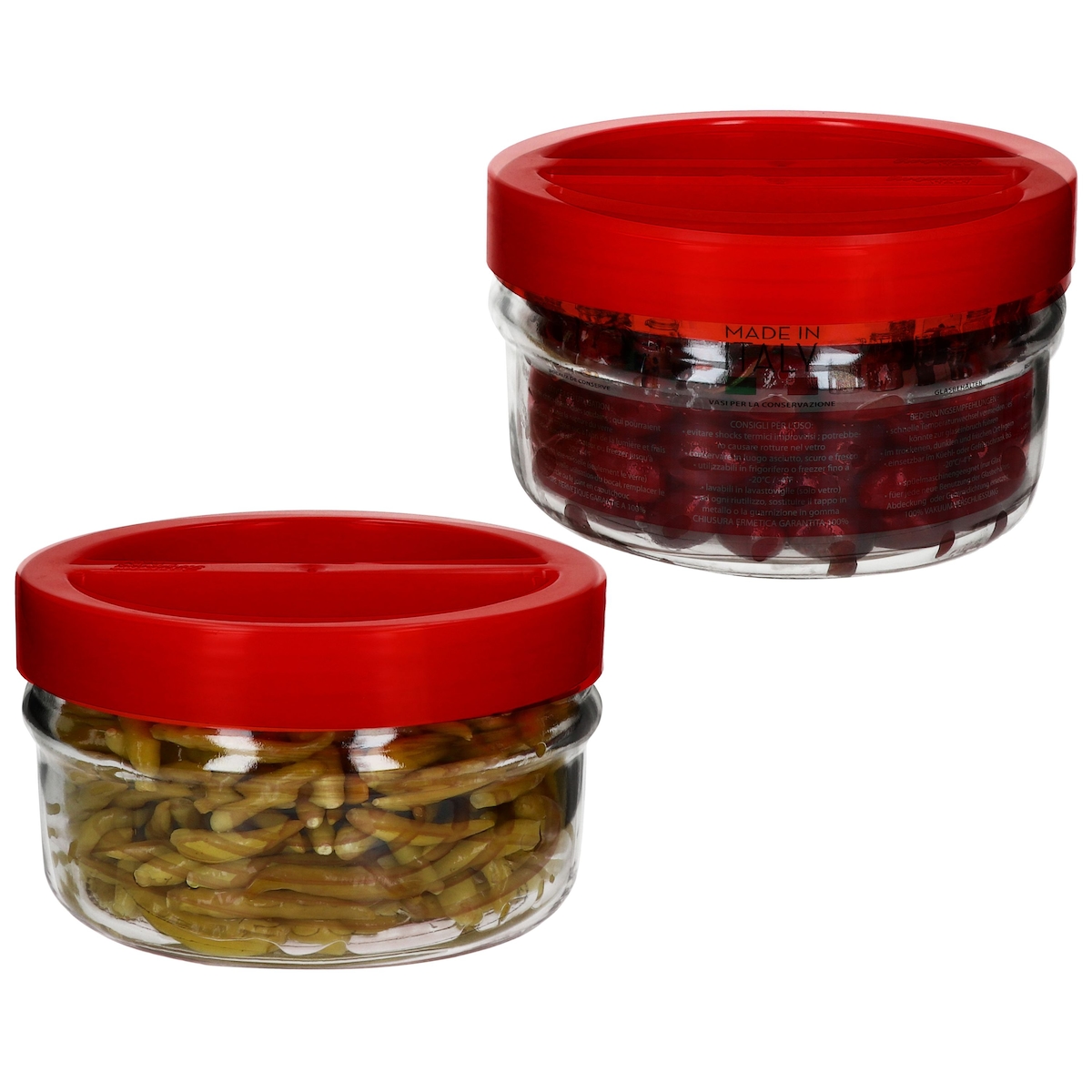2x ORTES Vorratsglas 1,5L Glas mit Kunststoffdeckel Gitter Aufbewahren Einlegen Image