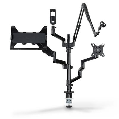 HAMA Monitor-Halterung "Monitor Halterung für Streaming Setup, schwenkbar, neigbar, justierbar", schwarz, Gerätehalterungen, 4 Arme, Mikrofonarm, Tischstativ, für 2 Monitore Image
