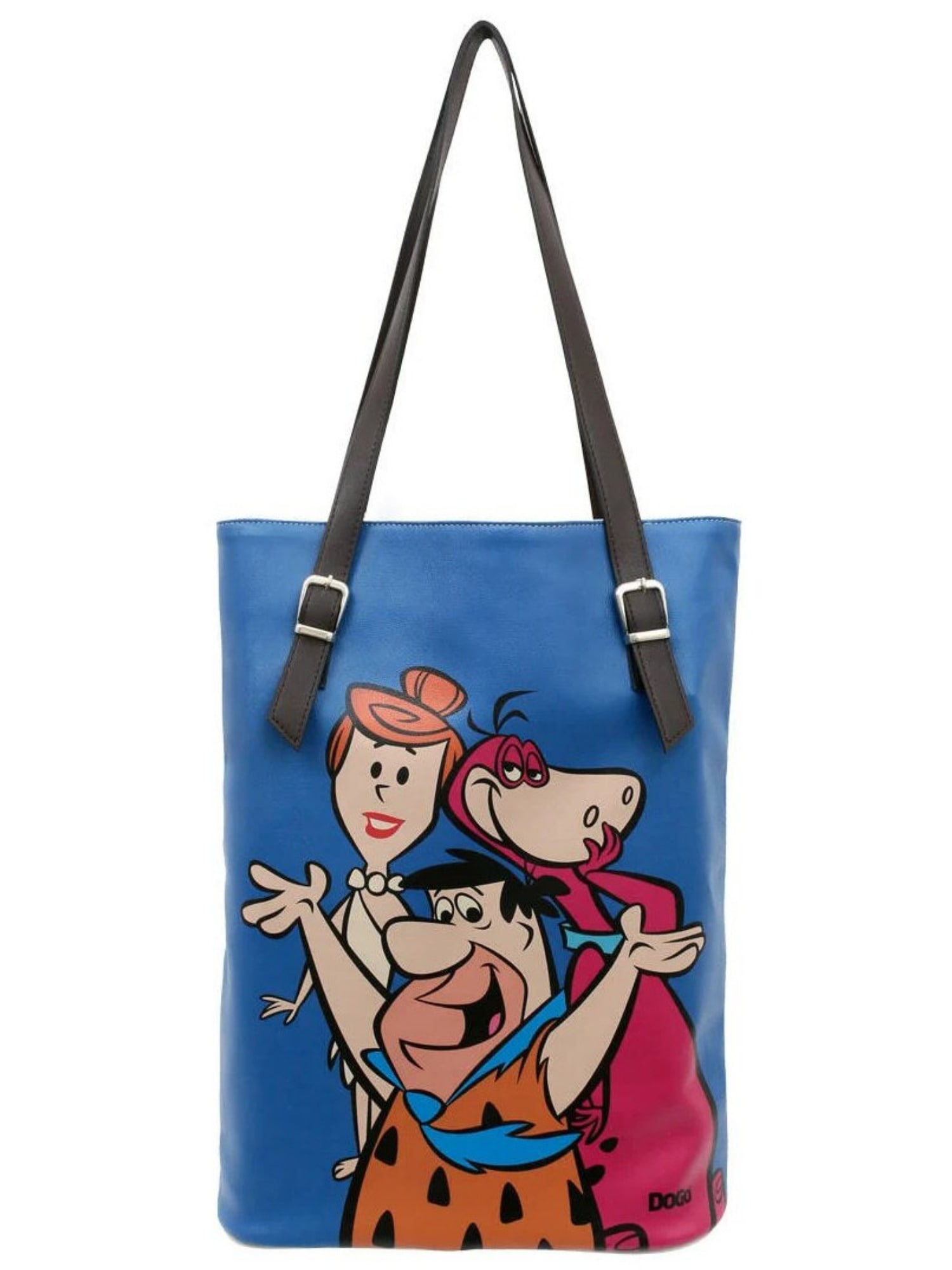 Umhängetasche DOGO "Tall Bag Damen Schultertasche Family Rocks Damen Schultertasche", Damen, Gr. B/H/T: 40cm x 34cm x 10cm onesize, blau, Lacklederimitat, Taschen, Handgefertigt Image