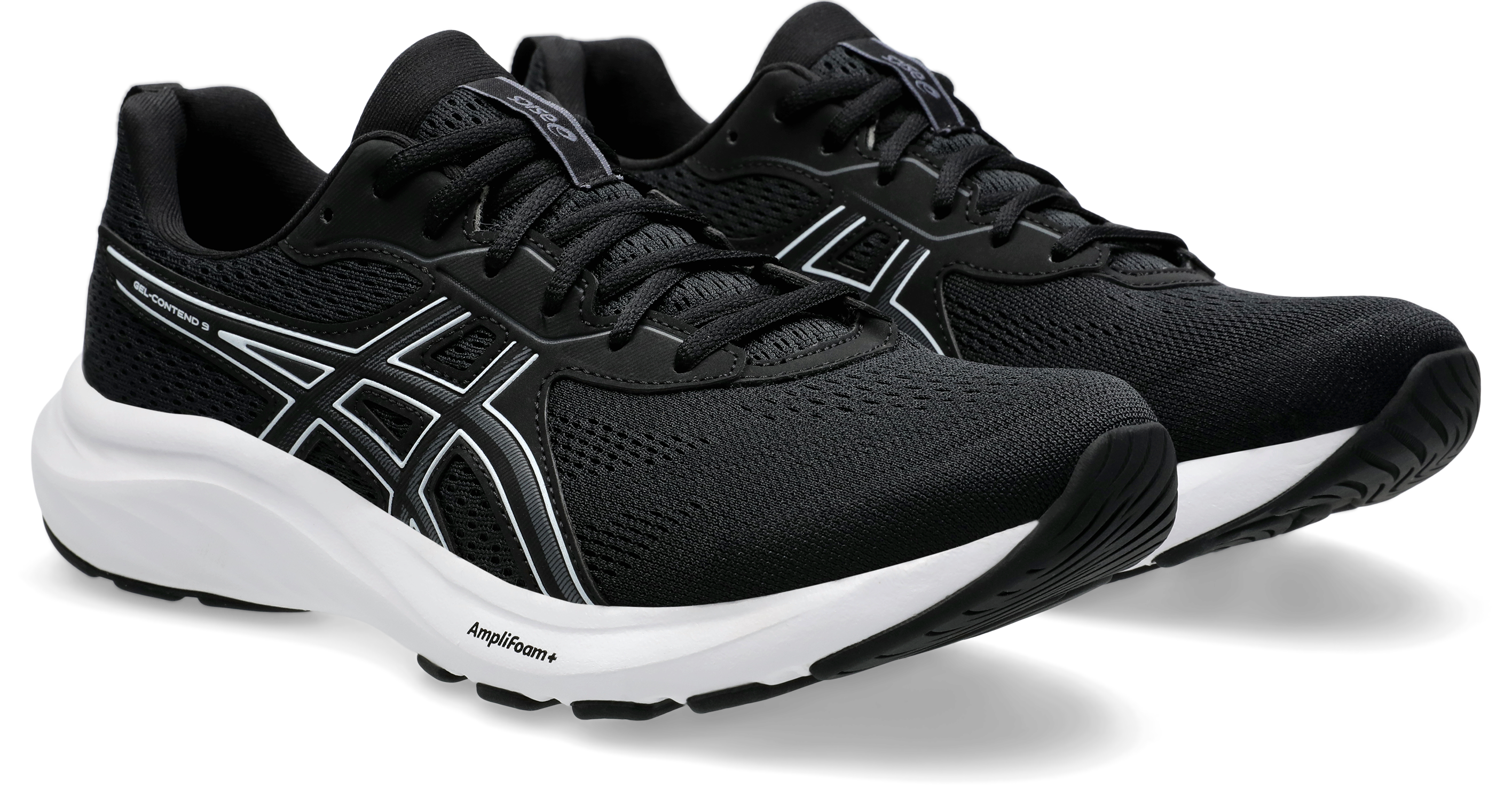 Laufschuh ASICS "GEL-CONTEND 9", Damen, Gr. 42, schwarz-weiß (schwarz, weiß), Synthetik, Textil, Schuhe Laufschuh, mehr Dämpfung, Topseller