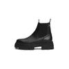 Chelseaboots TOMMY HILFIGER "COMBAT LEATHER LOW CHELSEA", Damen, Gr. 40, schwarz, Leder, Elastischer Einsatz, unifarben, modisch, Schuhe, Blockabsatz, Stiefelette, Chunky Boots mit zwei Anziehlaschen