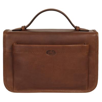 Kulturbeutel PIKÉ, Gr. B/H/T: 24cm x 15cm x 10cm onesize, braun, Leder, unifarben, leicht glänzend, Taschen, echt Leder Image