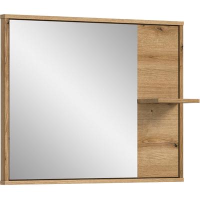 Spiegel WELLTIME "Kayu, Breite 84 cm, 1 Ablagefläche", braun (evoke oak nachbildung), B:84cm H:68cm T:20cm, Spiegelglas, Spiegel, Badspiegel, Bad-Möbel, Badezimmer, Bad, Badezimmerspiegel Image