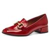 Slipper TAMARIS, Damen, Gr. 36, rot, Lacksynthetik, unifarben, modisch, Schuhe, Blockabsatz, Pumps, Businessschuh mit modischer Zierspange