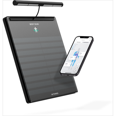 Personenwaage WITHINGS "Body Scan" Personenwaagen schwarz mit integriertem 6-Kanal-Elektrokardiogramm (EKG)