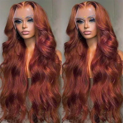 13x4 Reddish Brown Body Wave Lace Front Wig 13x6 HD Lace Frontal Wig Pre Plucked Lace Front Human