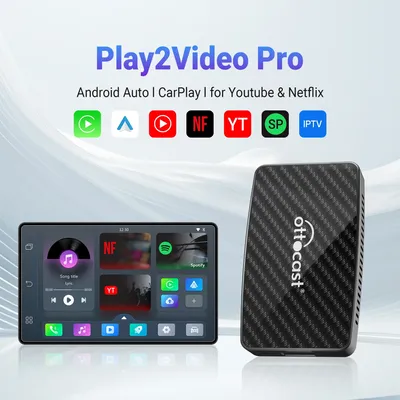 OTTOCAST Play2Video Pro Wireless CarPlay Wireless Android Auto Adapter for Youtube Netflix IPTV Car