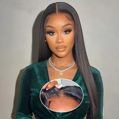 Wear And Go Glueless Wig Malaysian Straight 5x5 HD Lace Closure Glueless Wig Human Hair Ready To