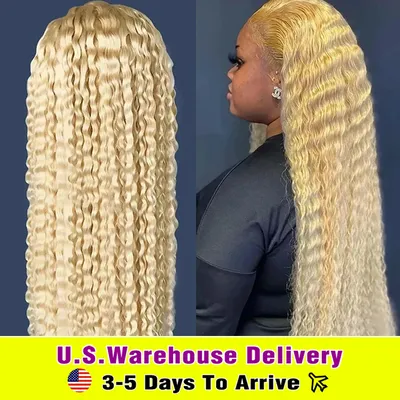 30 40 Inch 613 Blonde Deep Wave 13x6 Lace Frontal Wig Ready To Curly 13x5 Lace Front Human Hair