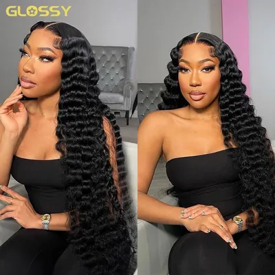 250% 13x6 Loose Deep Wave Lace Frontal Wig For Women 13x4 Hd Lace Curly Lace Front Human Hair