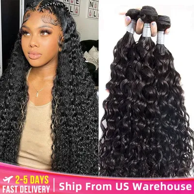 Water Wave Bundles 10A Peruvian Virgin 100% Human Hair Bundles 30 32 Inch 1 3 4 Bundles Deal Wet And