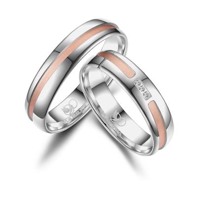 Partnerring MARRYA "Silber Ringe Trauringe Eheringe Partnerringe" Gr. 62, rosa (herren ring, silber, rosé), Fingerringe,