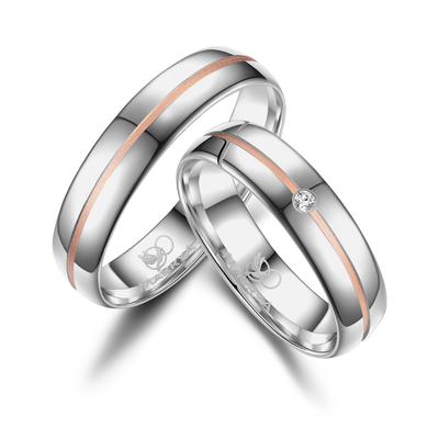 Partnerring MARRYA "Silber Ringe Trauringe Eheringe Partnerringe" Gr. 64, rosa (herren ring, silber, rosé), Fingerringe,