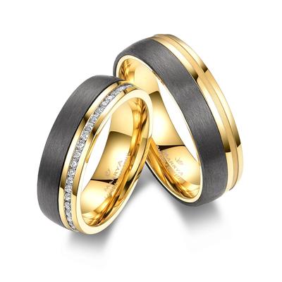 Partnerring MARRYA "Carbon Ringe Trauringe Eheringe Partnerringe" Gr. 66, schwarz (damen ring, schwarz, gold), Fingerrin