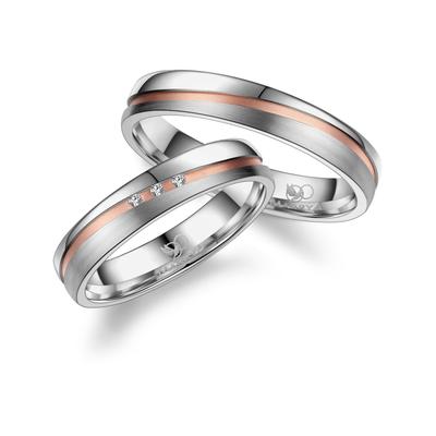 Partnerring MARRYA "Diamant Titan Ringe Trauringe Eheringe Partnerringe" Gr. 62, rosa (herren ring, silber, rosé), Finge