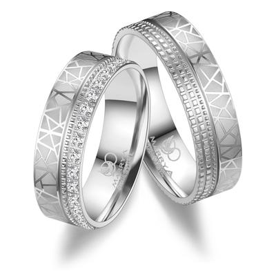 Partnerring MARRYA "Edelstahl Ringe Trauringe Eheringe Partnerringe" Gr. 54, silber (herren ring, silber), Fingerringe, 