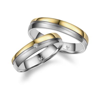 Partnerring MARRYA "Diamant Titan Ringe Trauringe Eheringe Partnerringe" Gr. 52, gold (herren ring, silber, gold), Finge