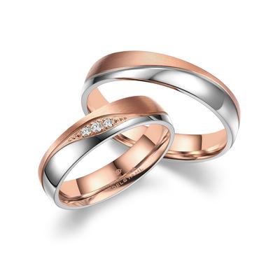 Partnerring MARRYA "Edelstahl Ringe Trauringe Eheringe Partnerringe" Gr. 70, rosa (herren ring, silber, rosé), Fingerrin