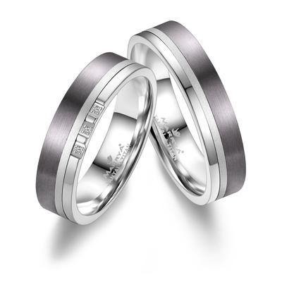 Partnerring MARRYA "Tantal Ringe Trauringe Eheringe Partnerringe" Gr. 52, silber (herren ring, silber), Fingerringe, Dam