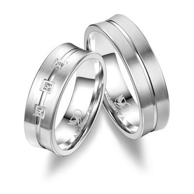 Partnerring MARRYA "Silber Ringe Trauringe Eheringe Partnerringe" Gr. 74, silber (herren ring, silber), Fingerringe, Dam