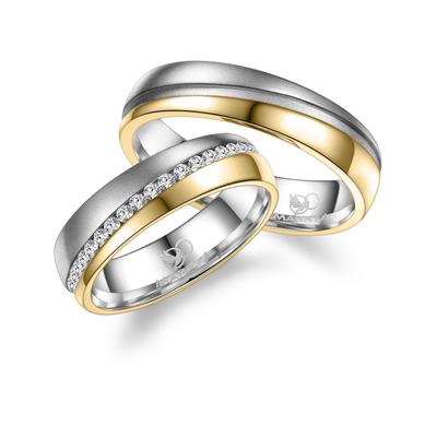 Partnerring MARRYA "Edelstahl Ringe Trauringe Eheringe Partnerringe" Gr. 52, gold (herren ring, silber, gold), Fingerrin