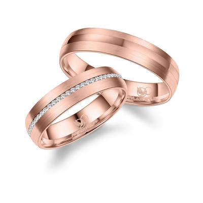 Partnerring MARRYA "Edelstahl Ringe Trauringe Eheringe Partnerringe" Gr. 52, rosa (damen ring, rosé), Fingerringe, Damen